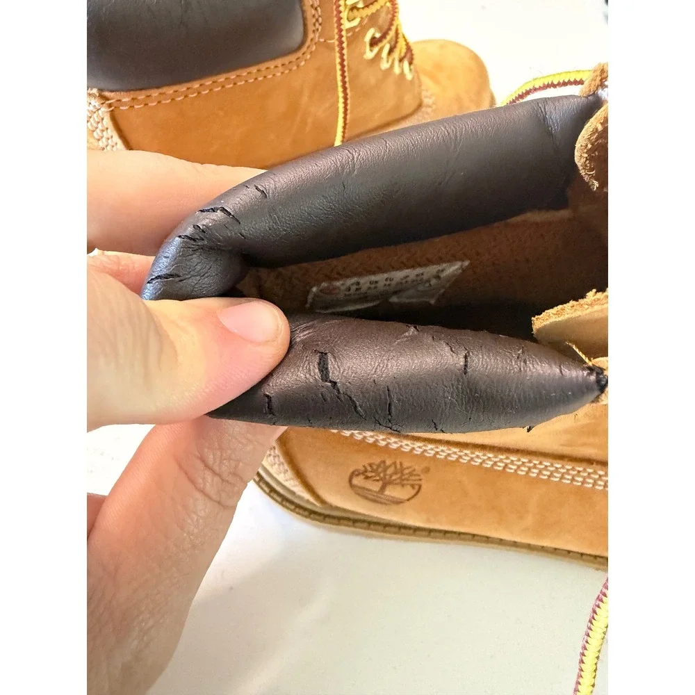 Timberland 6 Inch Premium Waterproof Boots Wheat Nubuck Leather Kids Size 3M